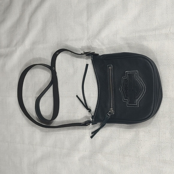 Harley-Davidson Handbags - Harley Davidson Black Leather Crossbody Sling Shoulder Hip Messenger Purse